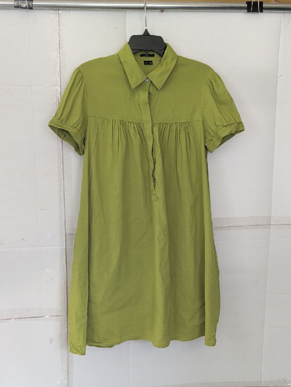 Theory Olive Green Women's Midi Dress SZ 12 2 Pockets Pleated Chic Collegiate